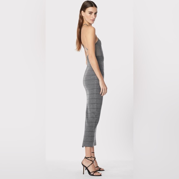 Herve Leger Textured Sheer Bustier Halter Gown - Picture 4 of 5